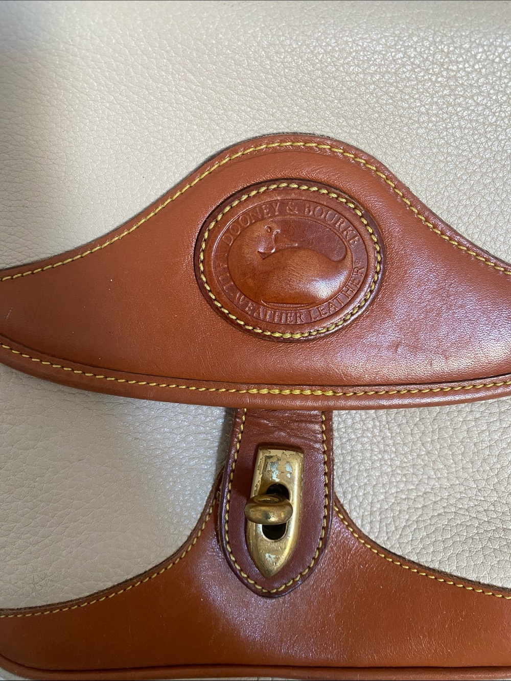 Dooney & Bourke Cream and Brown Leather Crossbody - Picture 2 of 7
